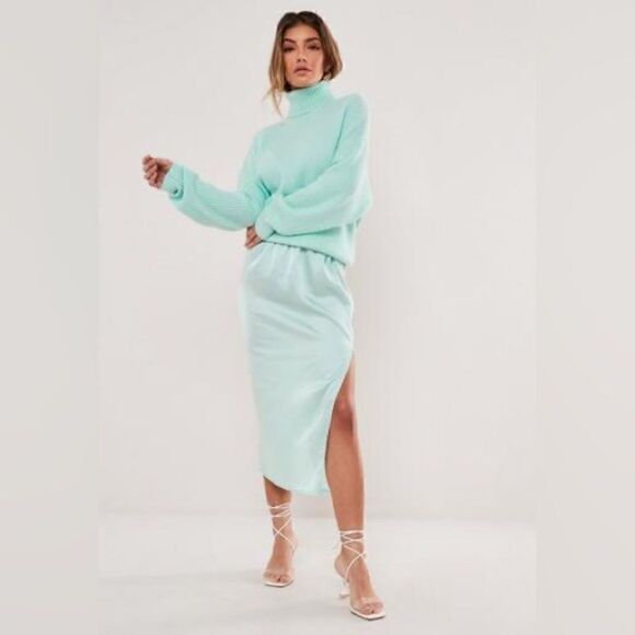 NWT Misguided Satin Midi Slip Skirt – Luxe Elegance - Picture 2 of 4